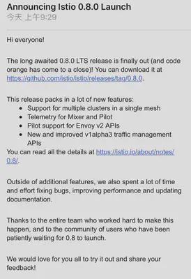 Istio 0.8 发布